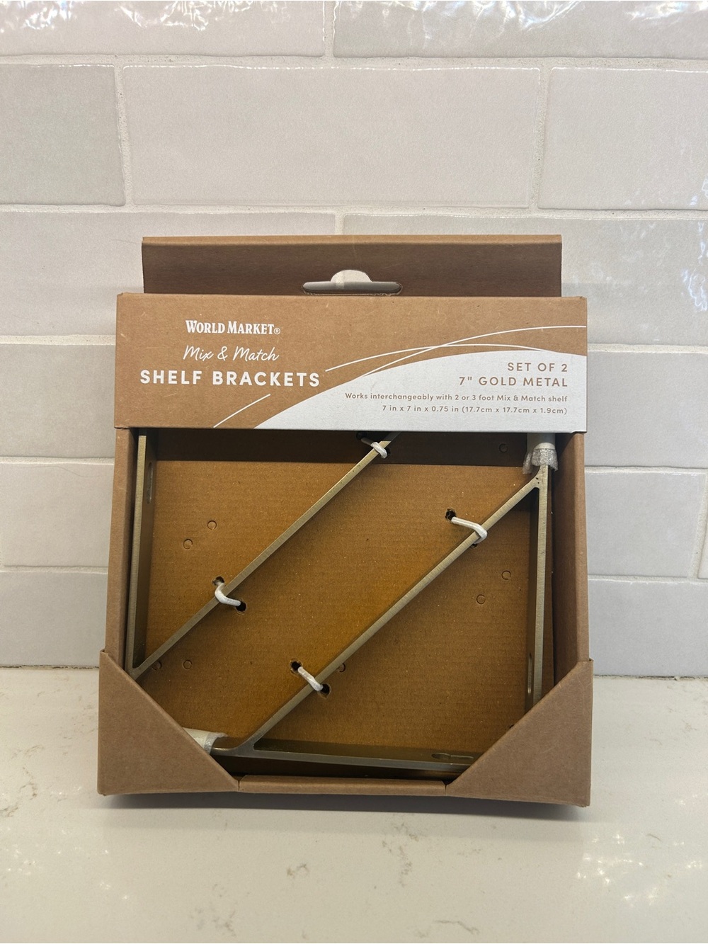 Set of World Market Gold Shelf Brackets